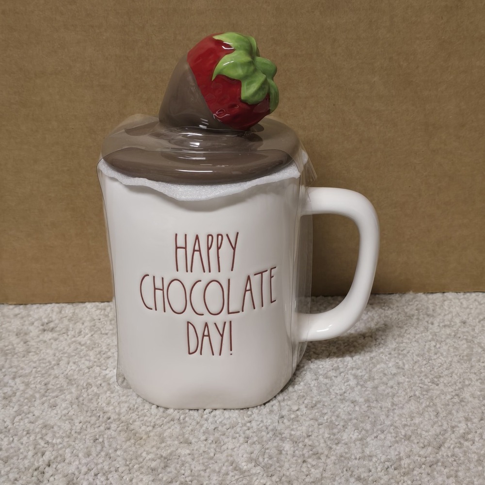 Rae Dun Strawberry Dipped Topper Valentines Day Happy Chocolate Day Mug Coffee‎